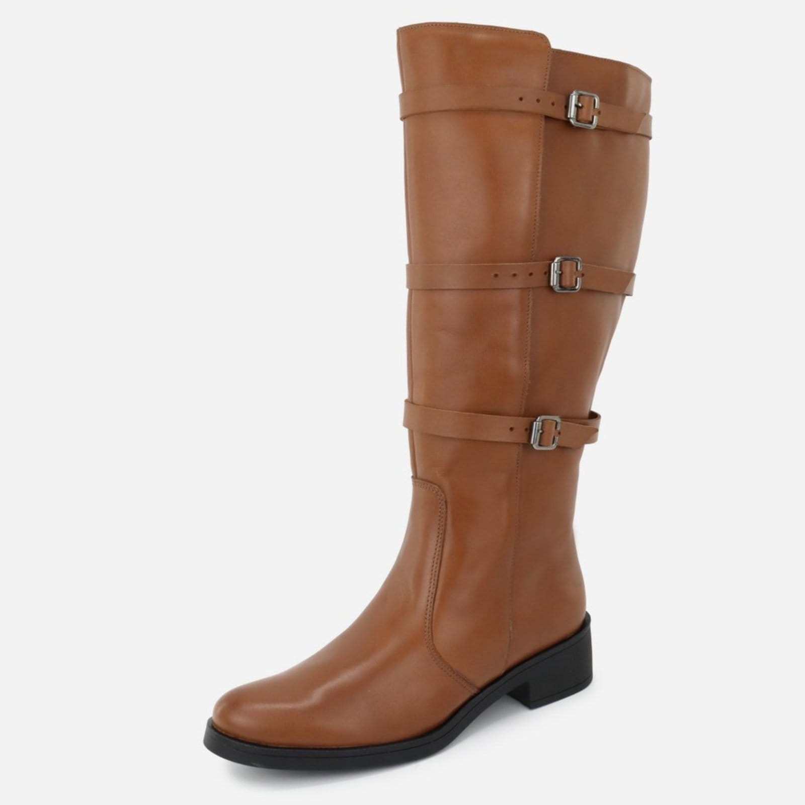 Bota Montaria Feminina Couro Legitimo Ajustável na Coxa Cano Longo Feminina Couro Preta Conforto Camel