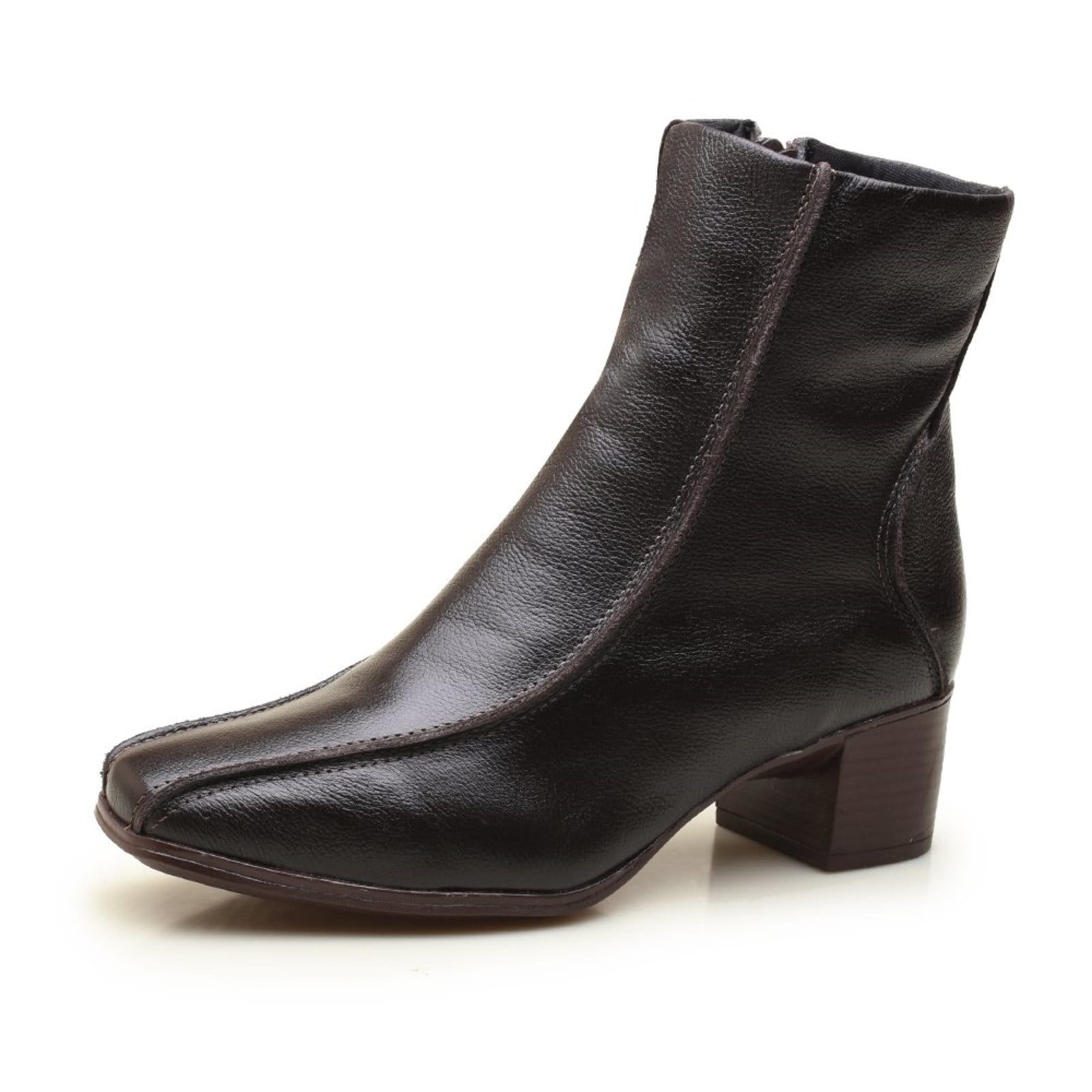 Vista principal Bota Feminina Em Legítimo Com Zíper Confortável Luciana Madus café