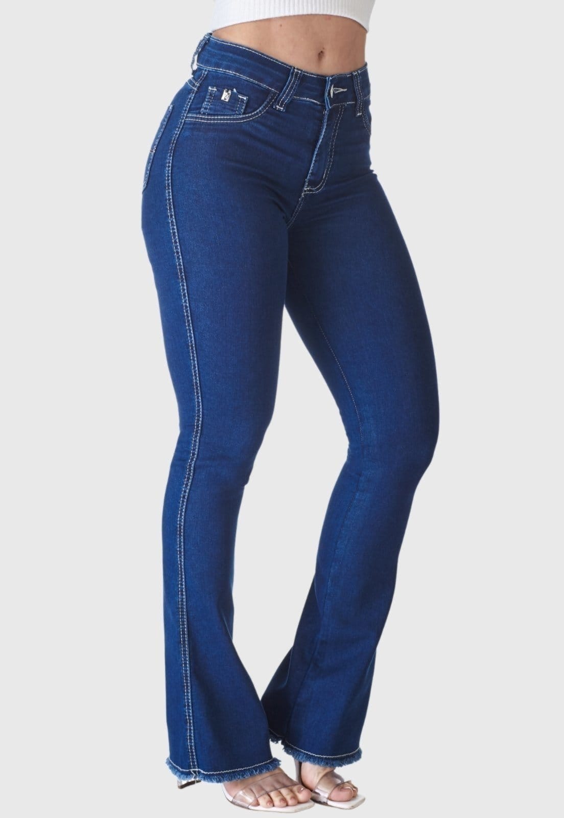 Calça Flare HNO Jeans Petit Barra Desfiada Azul