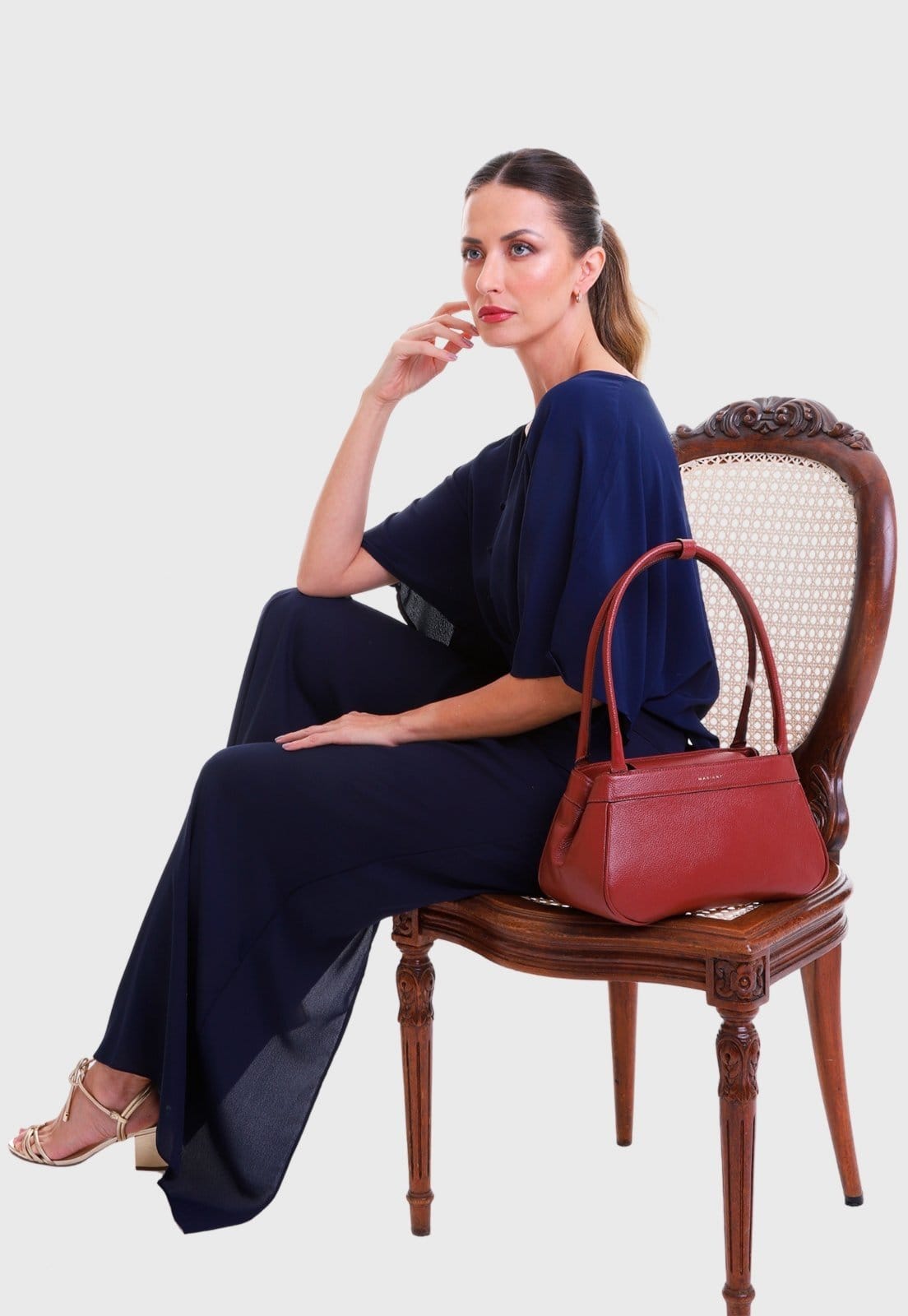 Vista 2 Bolsa Shoulder Couro Mariart Íris Terracota Mariart bordô