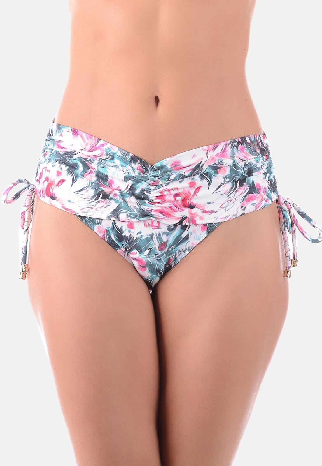 Calcinha Summer Soul Cintura Baixa Cós Franzido Com Amarração Floral