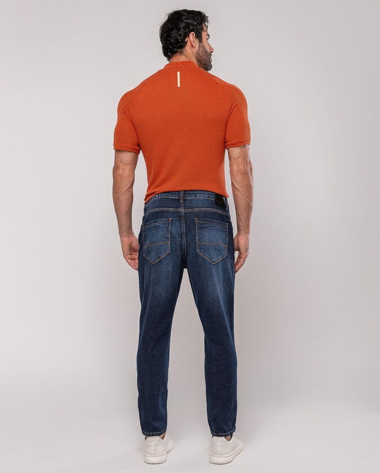 Vista 2 Calça Slim Fit Masculina Premium Cano Curto 24567 Amaciado com Used Consciência jeans