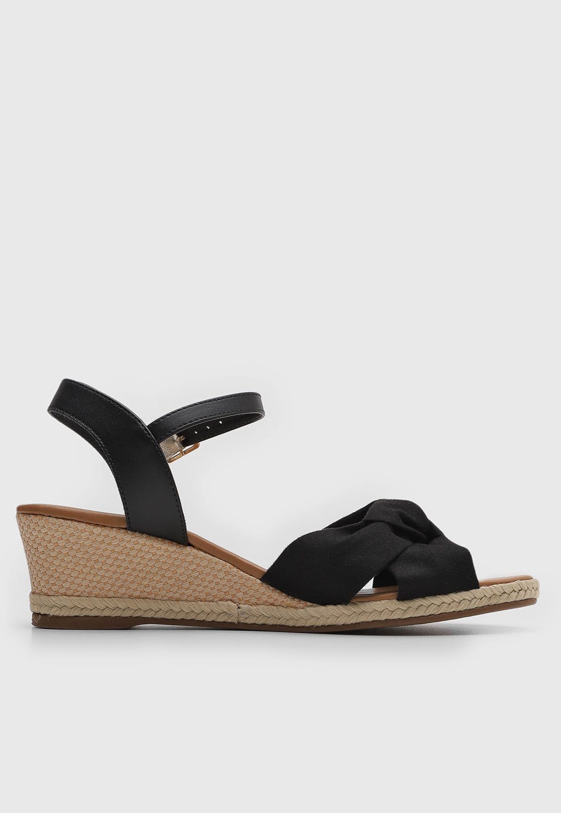 Vista 2 Sandália Feminina cê Anabela Nó Preta BEBECÊ preto