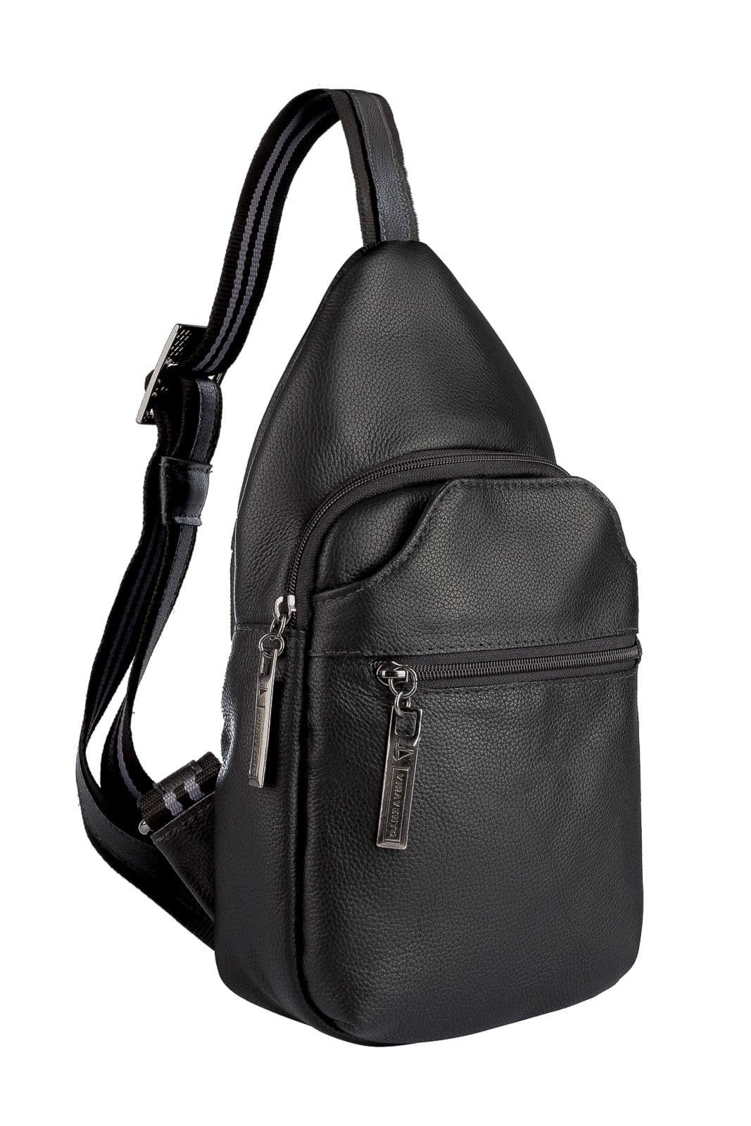 Vista 2 Mini Mochila Vira Vento Transversal De Couro Jeff - Preta Vira Vento café