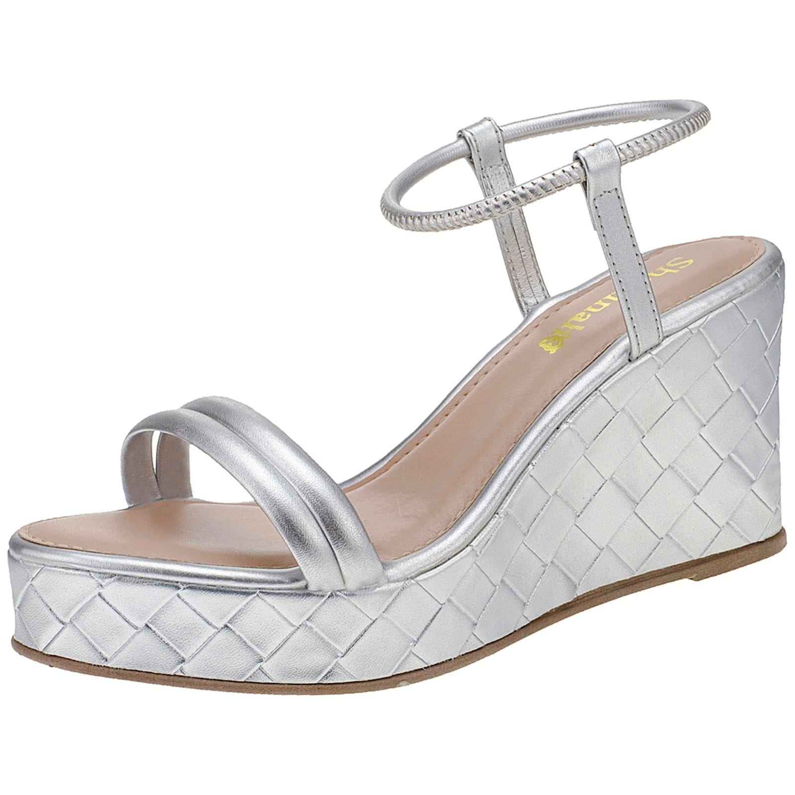 Vista 2 Sandália Feminina Salto Plataforma Anabela Shekinah Meia Pata Calce Fácil Elástico Shekinah prata