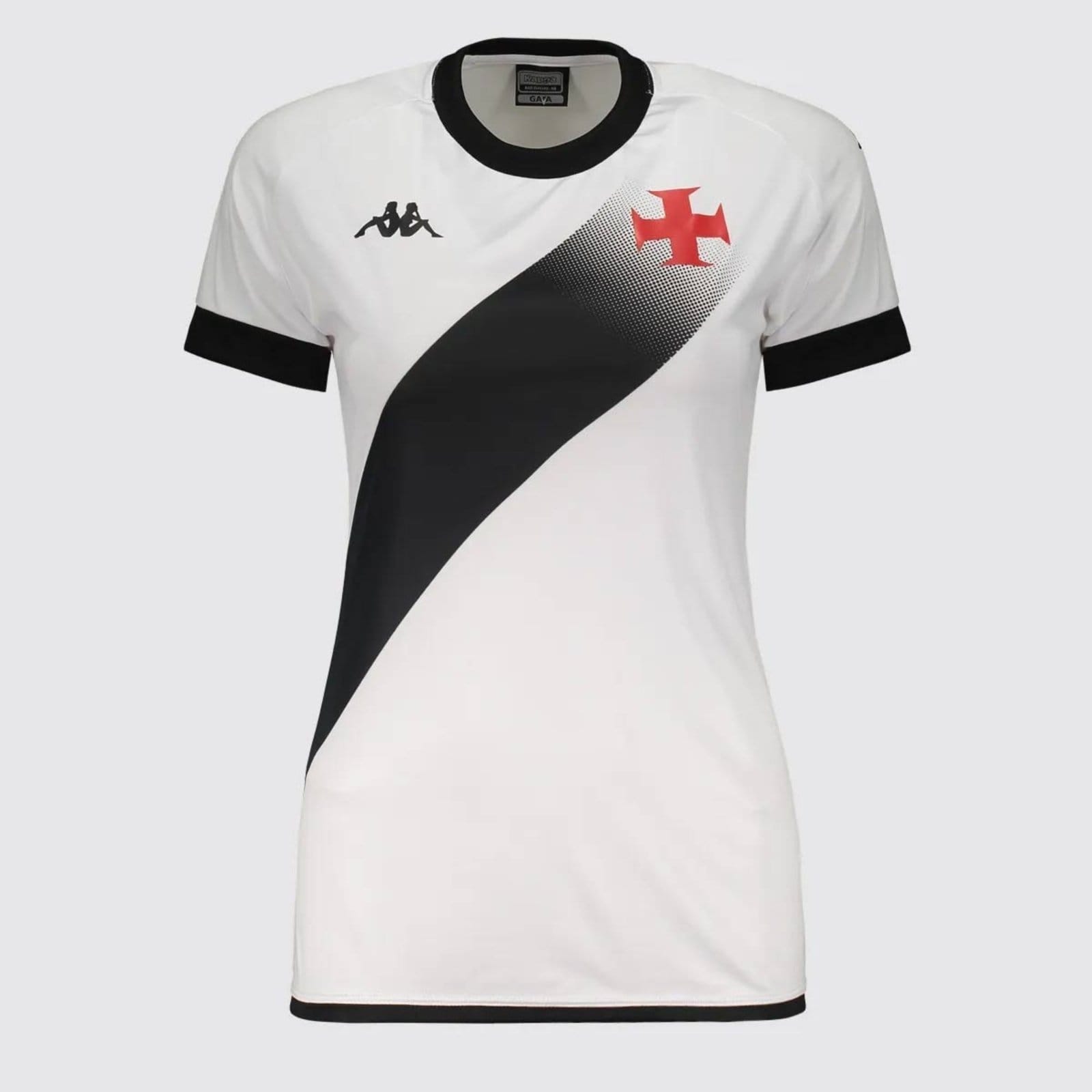Vista 2 Camisa Kappa Vasco Supporter Graphik Feminina Branca e Preta 10 Coutinho Kappa branco