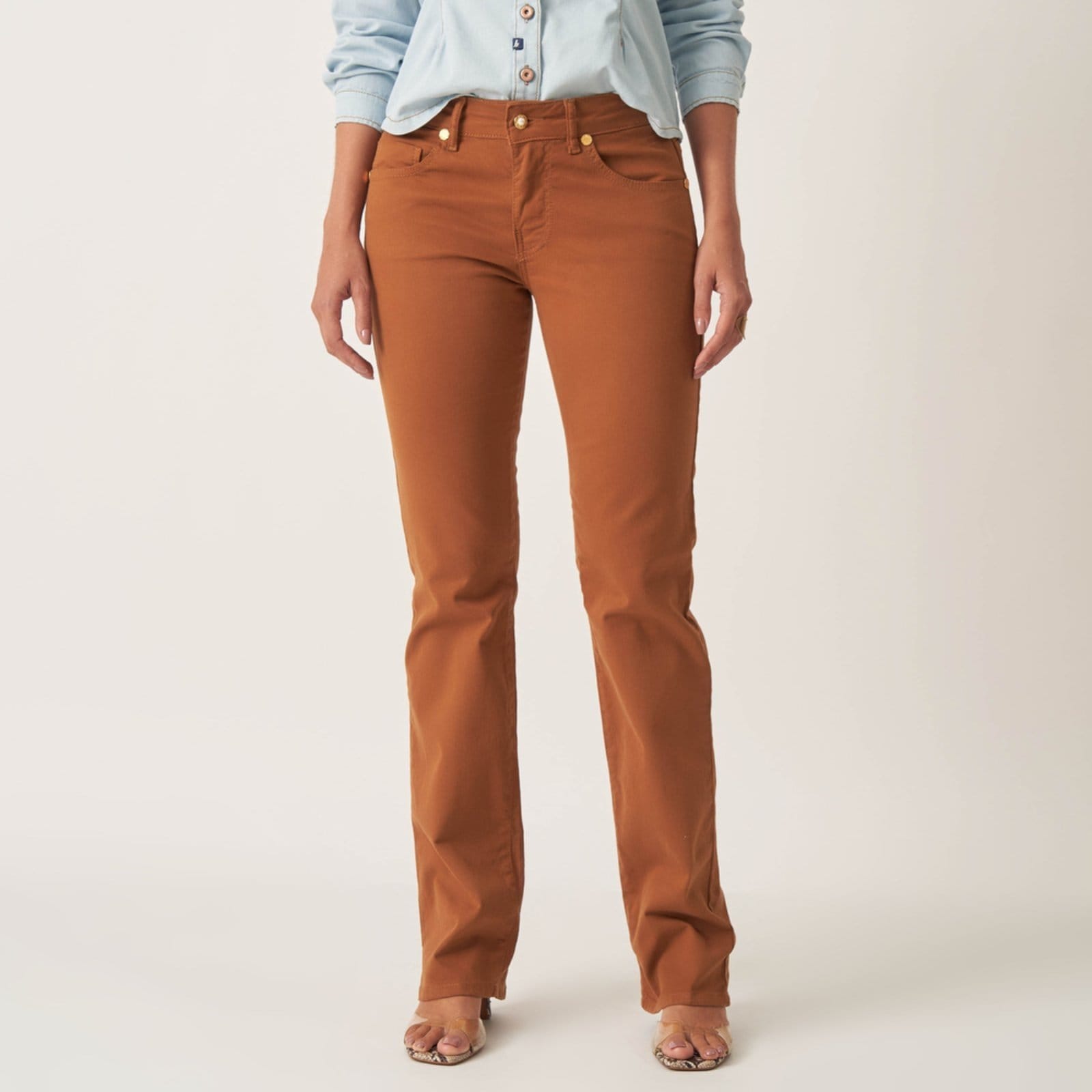 Calça Jeans Confort Reta Judy Basica Cintura Média