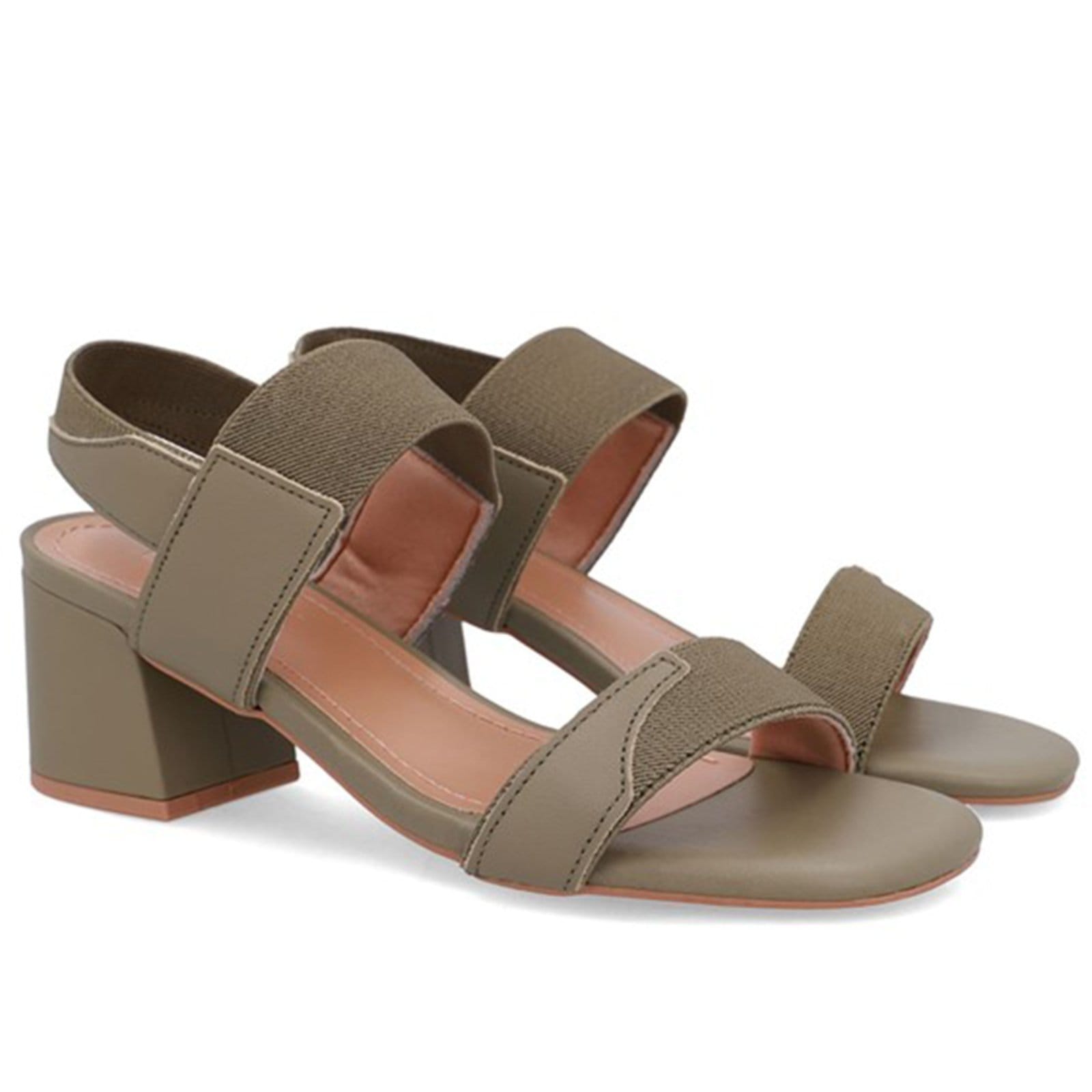 Vista 2 Sandália Couro Bico Quadrado Tira Elástico Usaflex Militar - 005 Usaflex verde