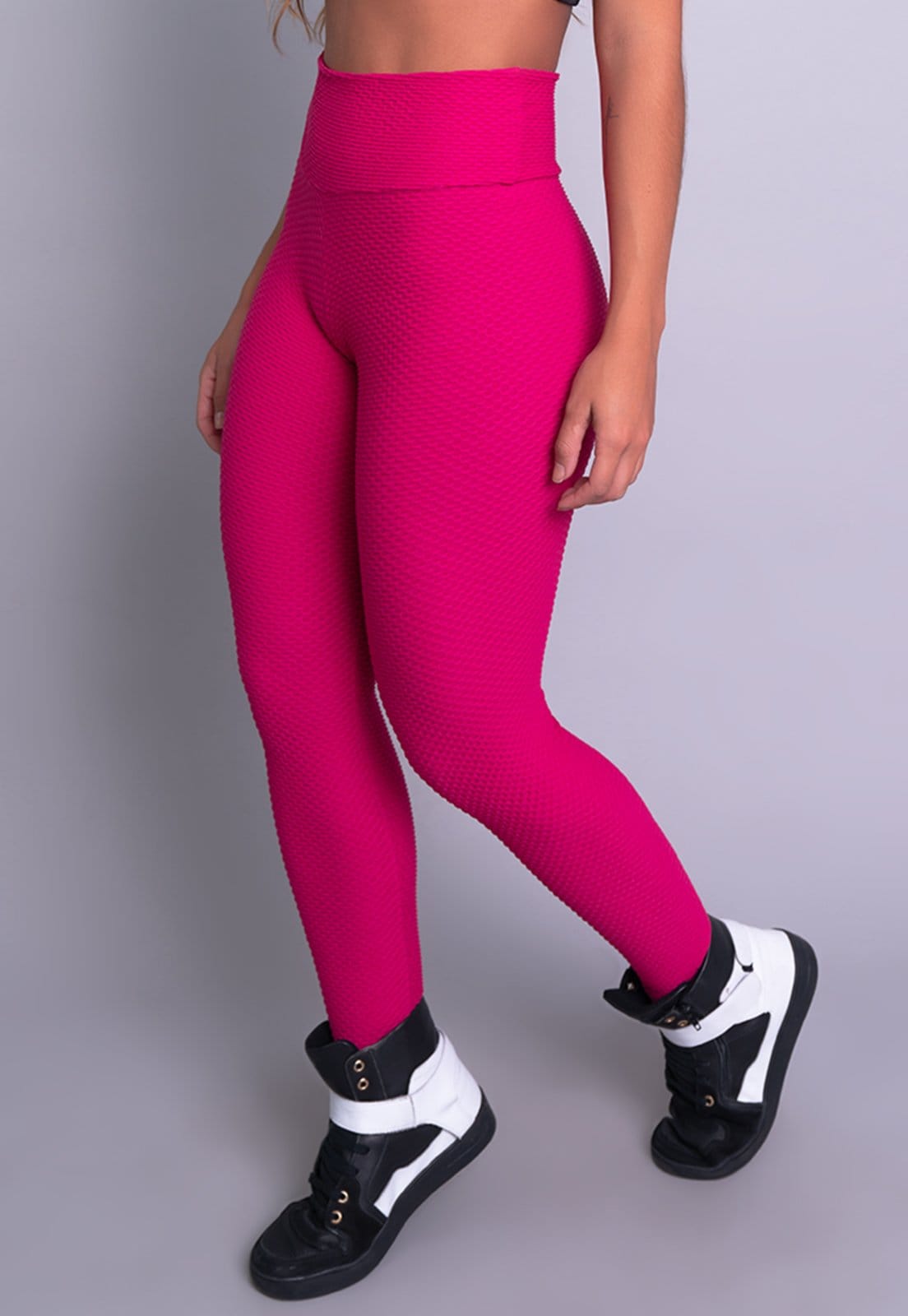 Vista 2 Calça Legging MVB Modas Feminina Cintura Alta Bolha Mvb Modas rosa