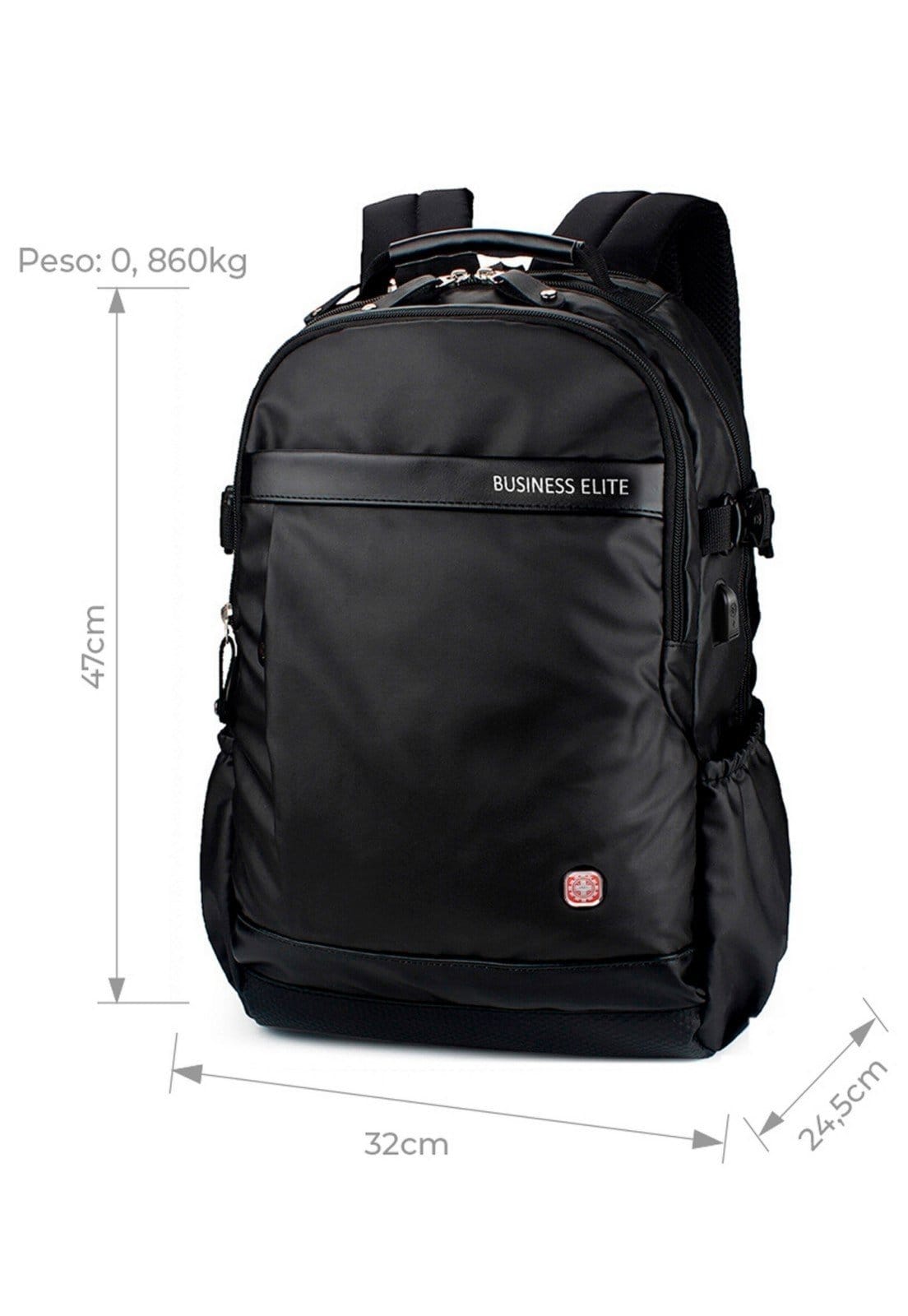 Vista 2 Mochila Executiva Notebook Masculina Espaçosa Crossgear preto