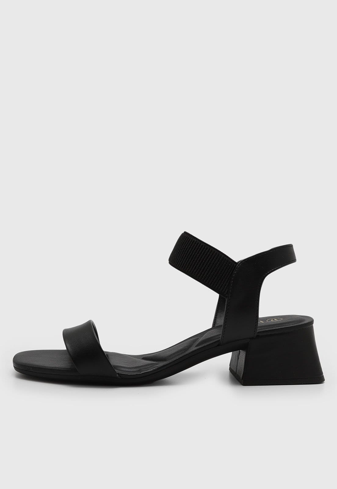 Sandália Feminina cê Salto Bloco Bico Quadrado Preta