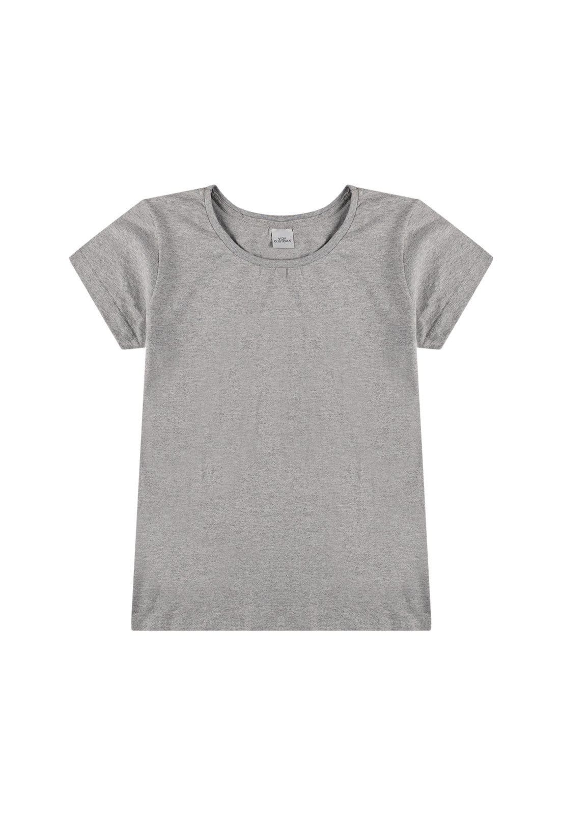 Vista 2 Camiseta Feminina Adulto Básica Mescla VIDA COSTEIRA cinza