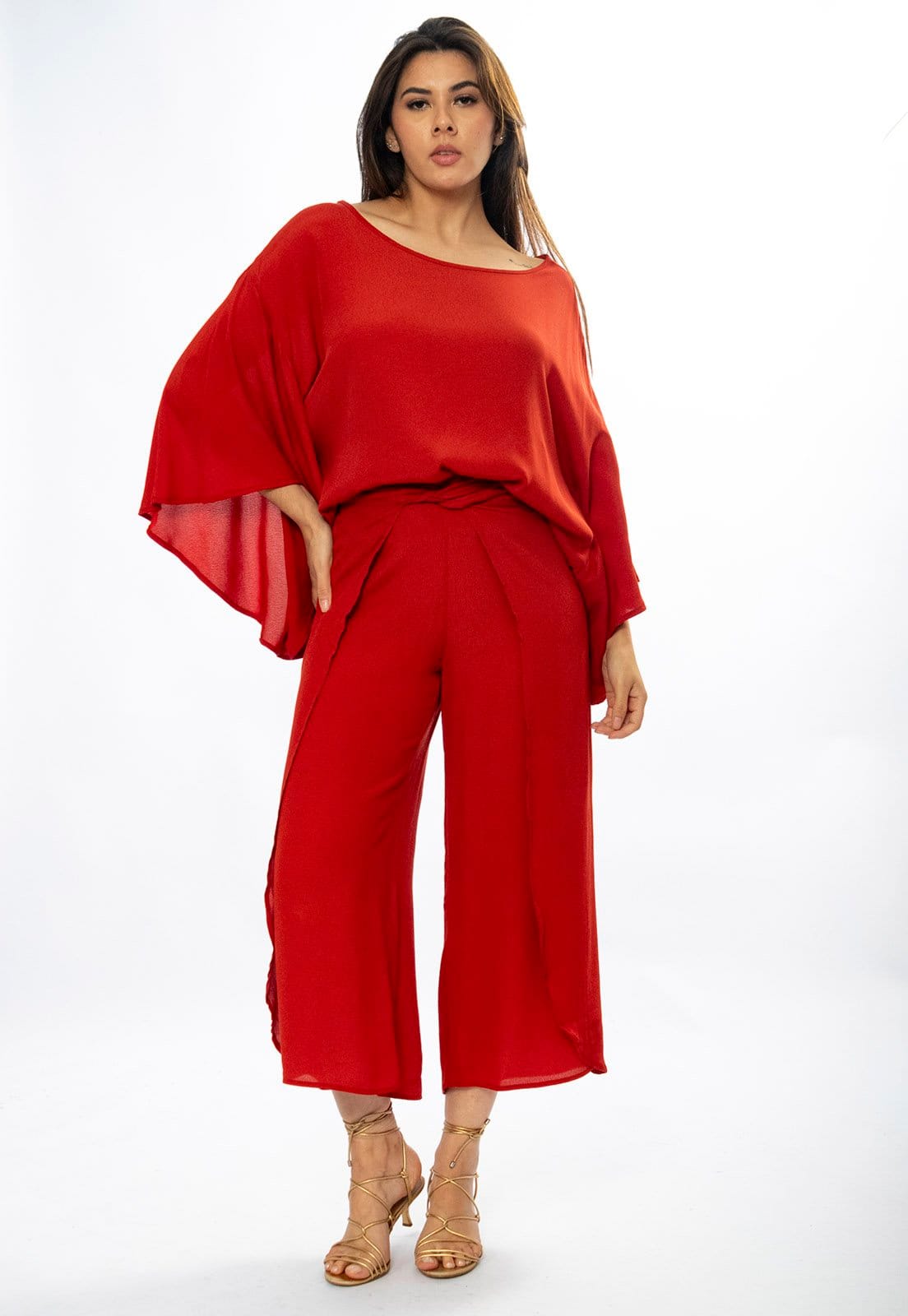 Vista principal Calça Envelope Amazônia Vital Dueré Pantacourt Viscose Terracota Amazonia Vital laranja