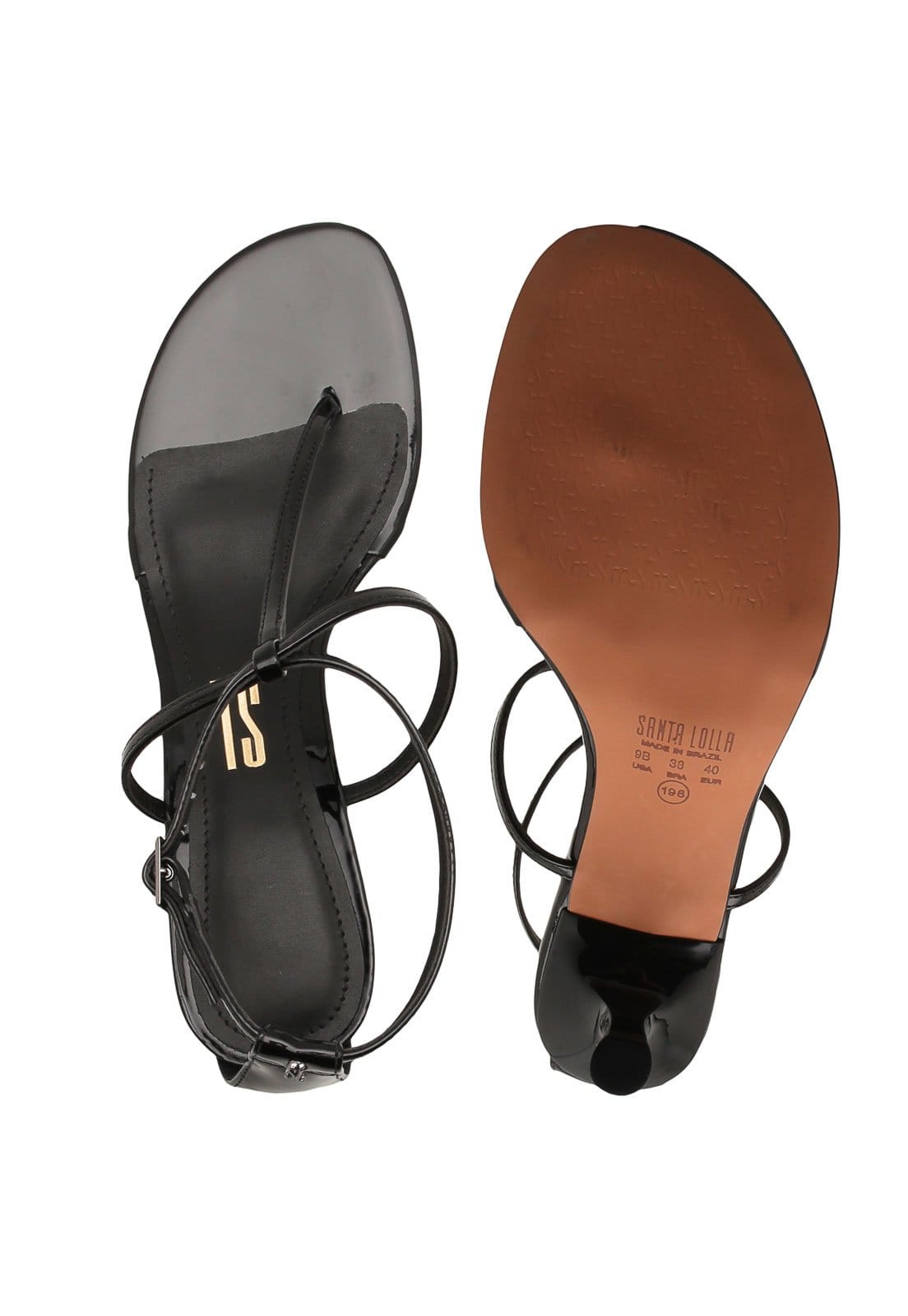 Vista 2 Sandália Santa Lolla Tiras Preta Santa Lolla preto