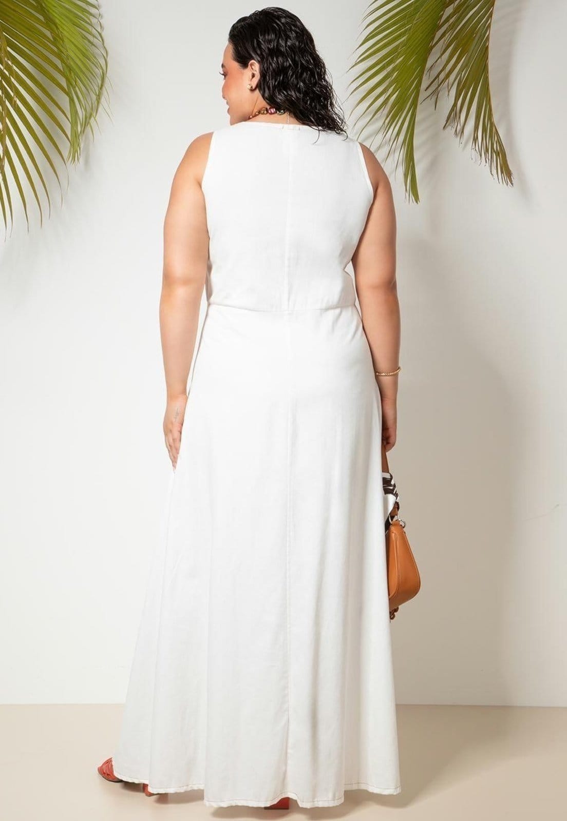 Vista 2 Vestido Em Jeans Leve Quintess branco