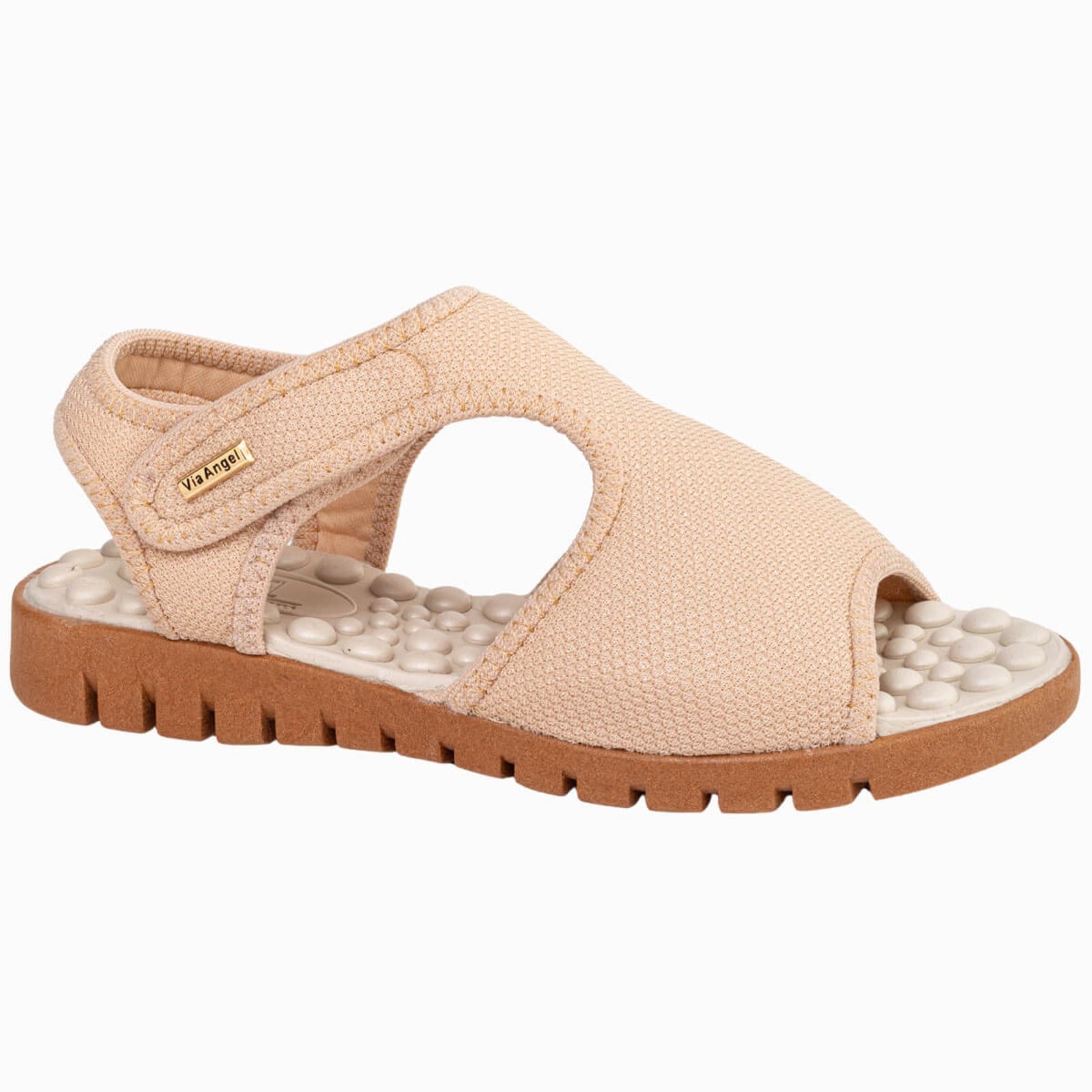 Vista 2 Kit 2 Sandalia Ortopédica Feminina Calce Fácil Confortável leve Anatômica Via Angel 7601. Preto e Bege VIA ANGEL multicolorido