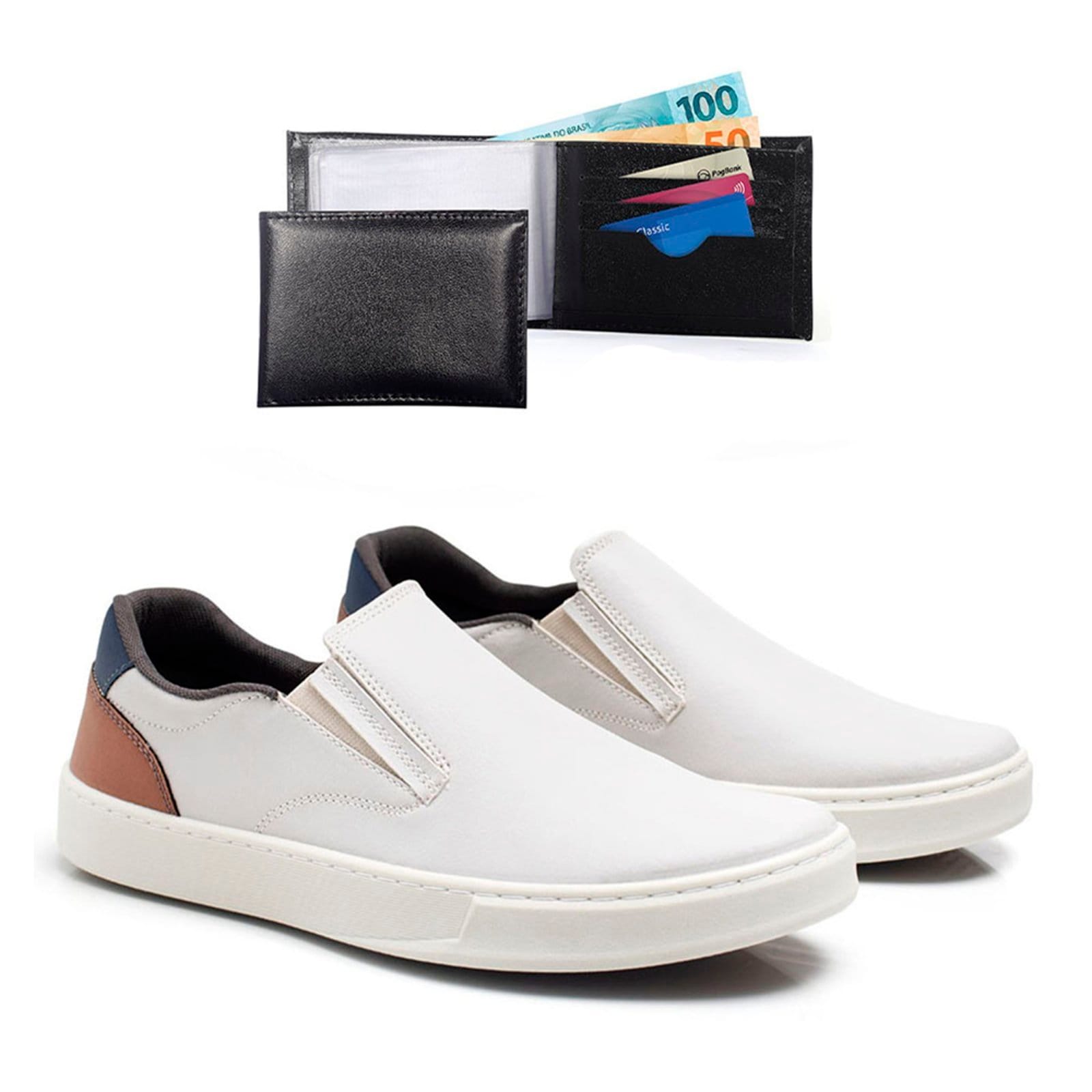 Vista principal Tenis Casual Masculino Slip On Com Carteira Confortavel Bredeni Sapatenis Dia A Dia Iate BREDENI cinza