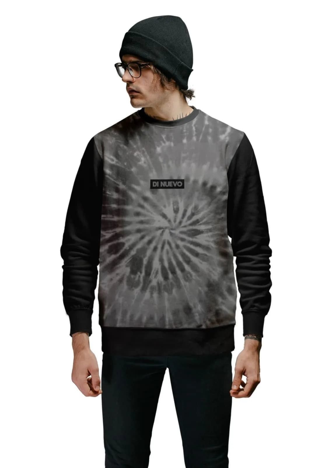 Vista principal Casaco de Moletom Tie Dye Black White Trap Style Di Nuevo Outlet Di Nuevo preto black