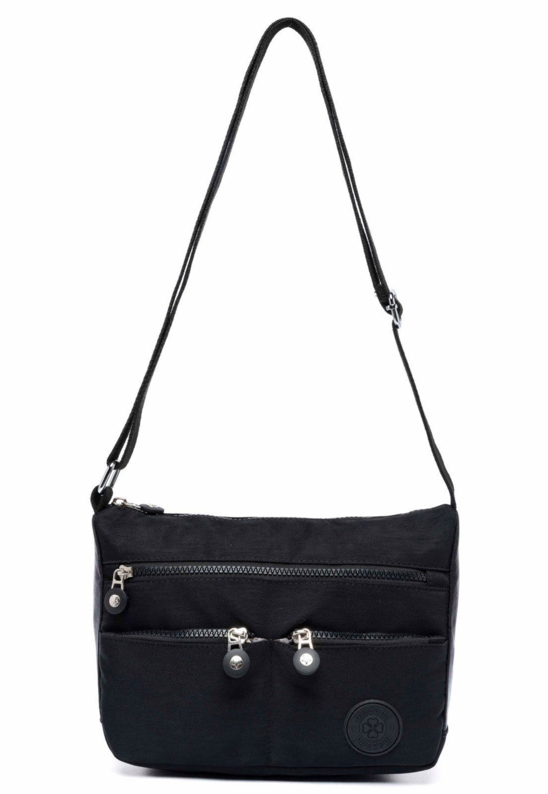 Vista principal Bolsa Nécessaire Shoulder Bag Passeio Espaçosa Resistente Madami preto