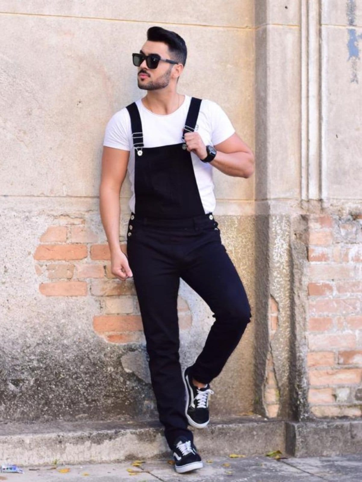 Vista principal Macacão Masculino Alleppo Jeans Jeans Loka preto