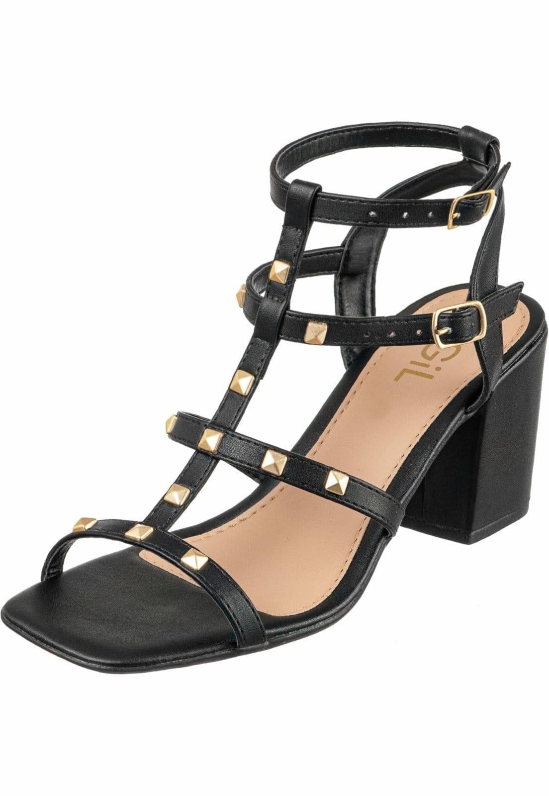 Vista 2 Sandália Gladiadora GiGiL Salto Grosso Gigil preto