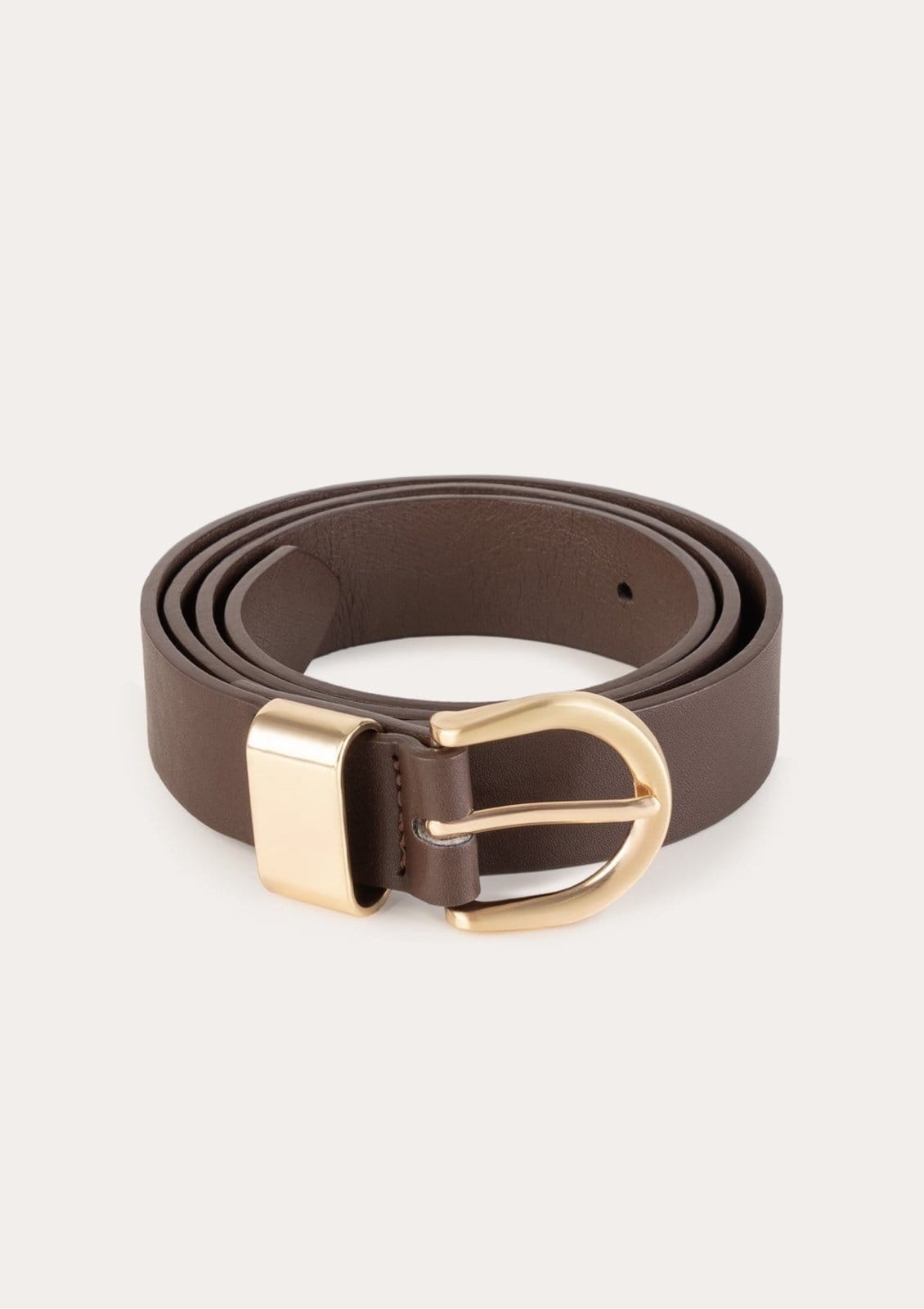 Vista principal Cinto Feminino Pu Com Fivela Dourada Hering marrom