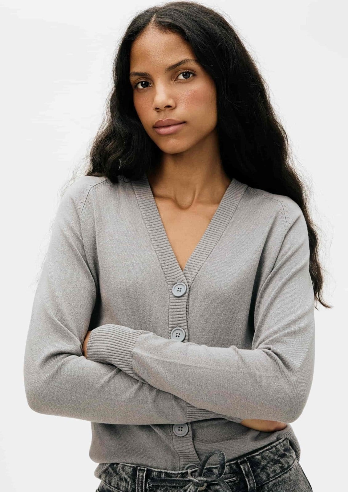 Vista principal Cardigan Feminino Em Tricô Hering grafite