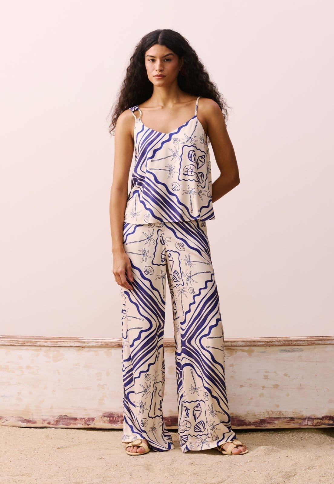 Calça Pantalona Estampada Tupé