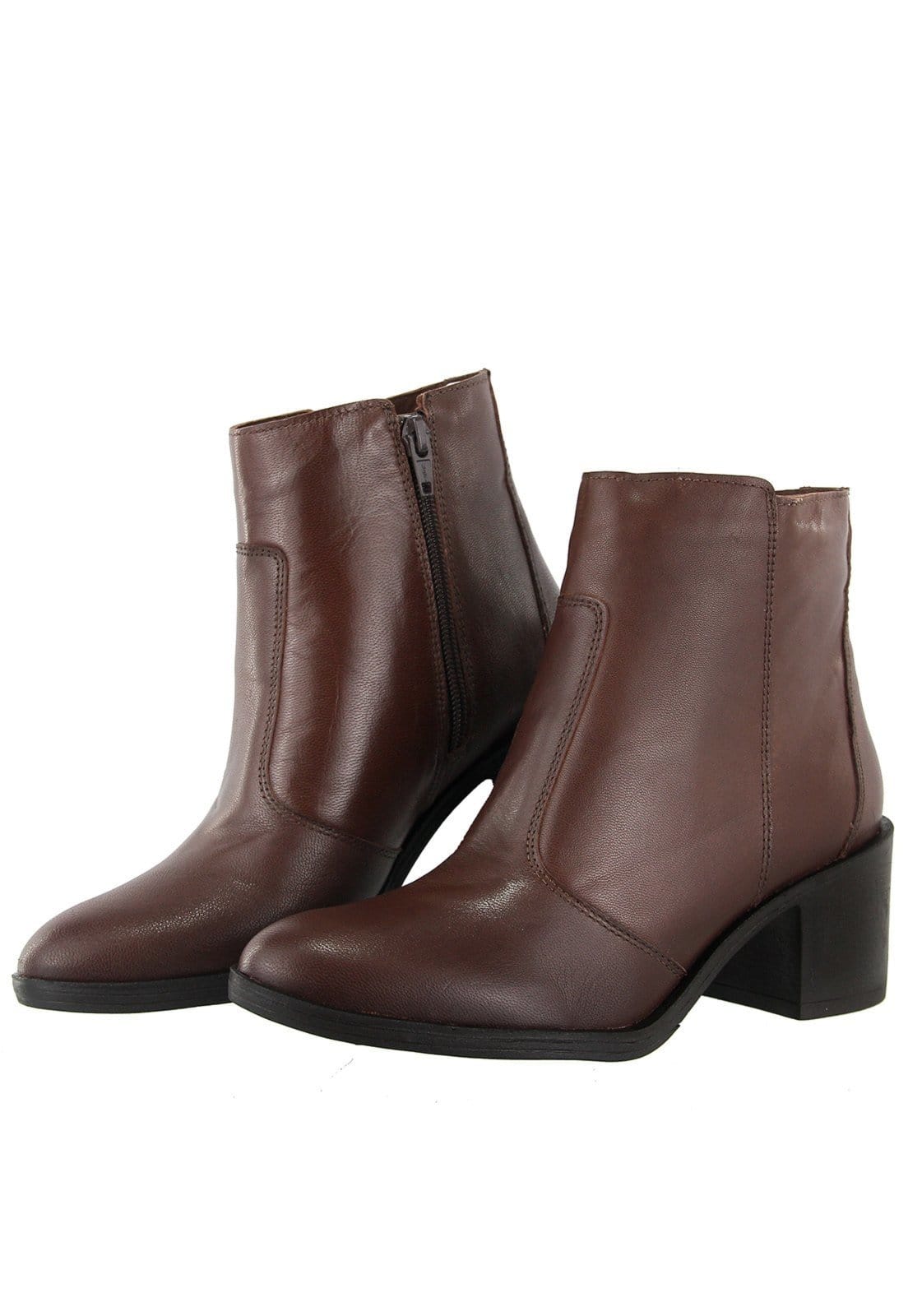 Vista principal Bota em Couro Cano Curto Lisa Maria Paula Conforto Cacau MARIA PAULA marrom