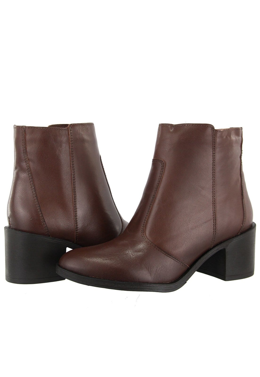 Vista 2 Bota em Couro Cano Curto Lisa Maria Paula Conforto Cacau MARIA PAULA marrom