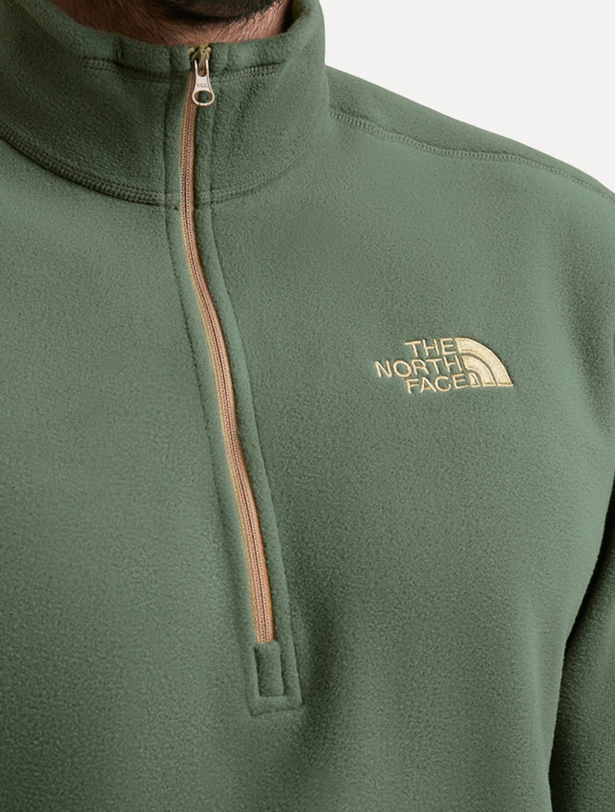 Vista 2 Blusa The North Face Fleece TKA 100 Glacier 1/4 Zip Gold Logo Verde Claro The North Face verde gold