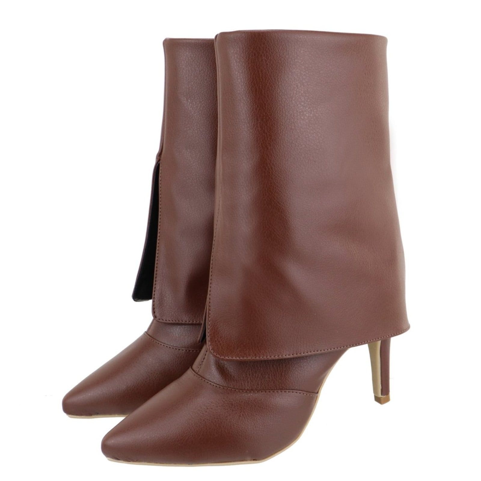 Vista 2 Bota Capa Flor da Pele Cano Curto Salto Alto 1795 Floter Cacau Flor da Pele marrom