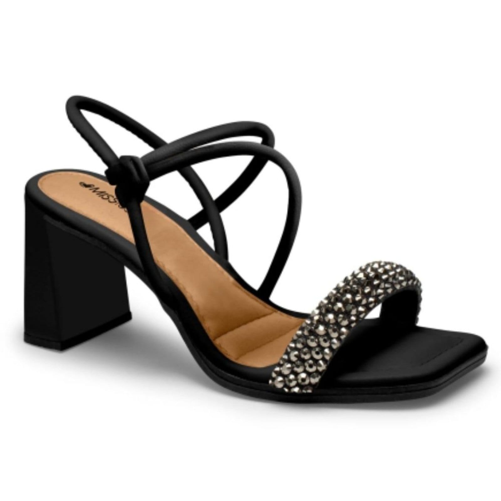 Sandália Feminina Salto Bloco Pewter Preto Mississipi MF