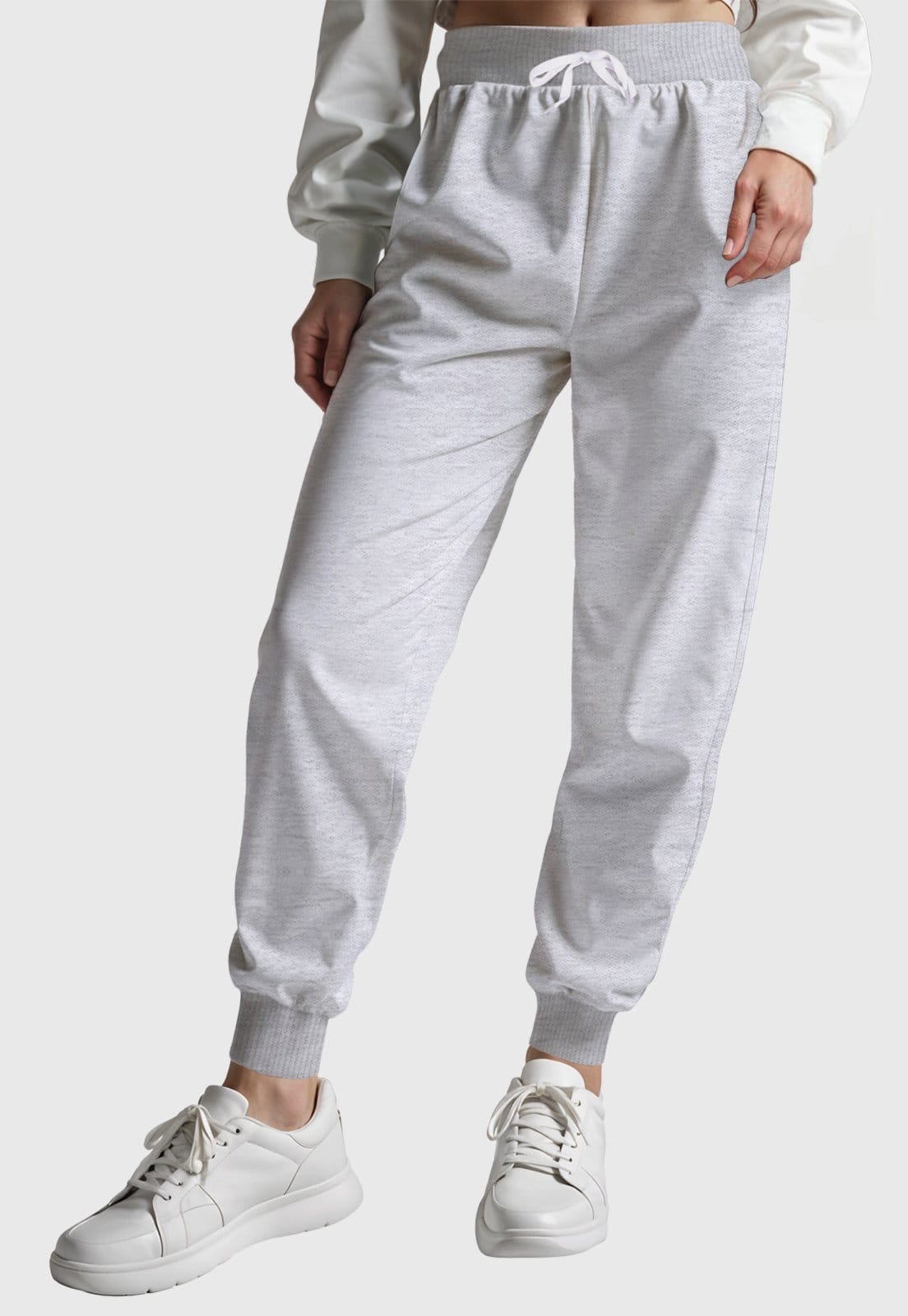 Vista principal Calça Feminina Moletom Slim Conforto Flanelado Cintura com Cordão Benellys preto