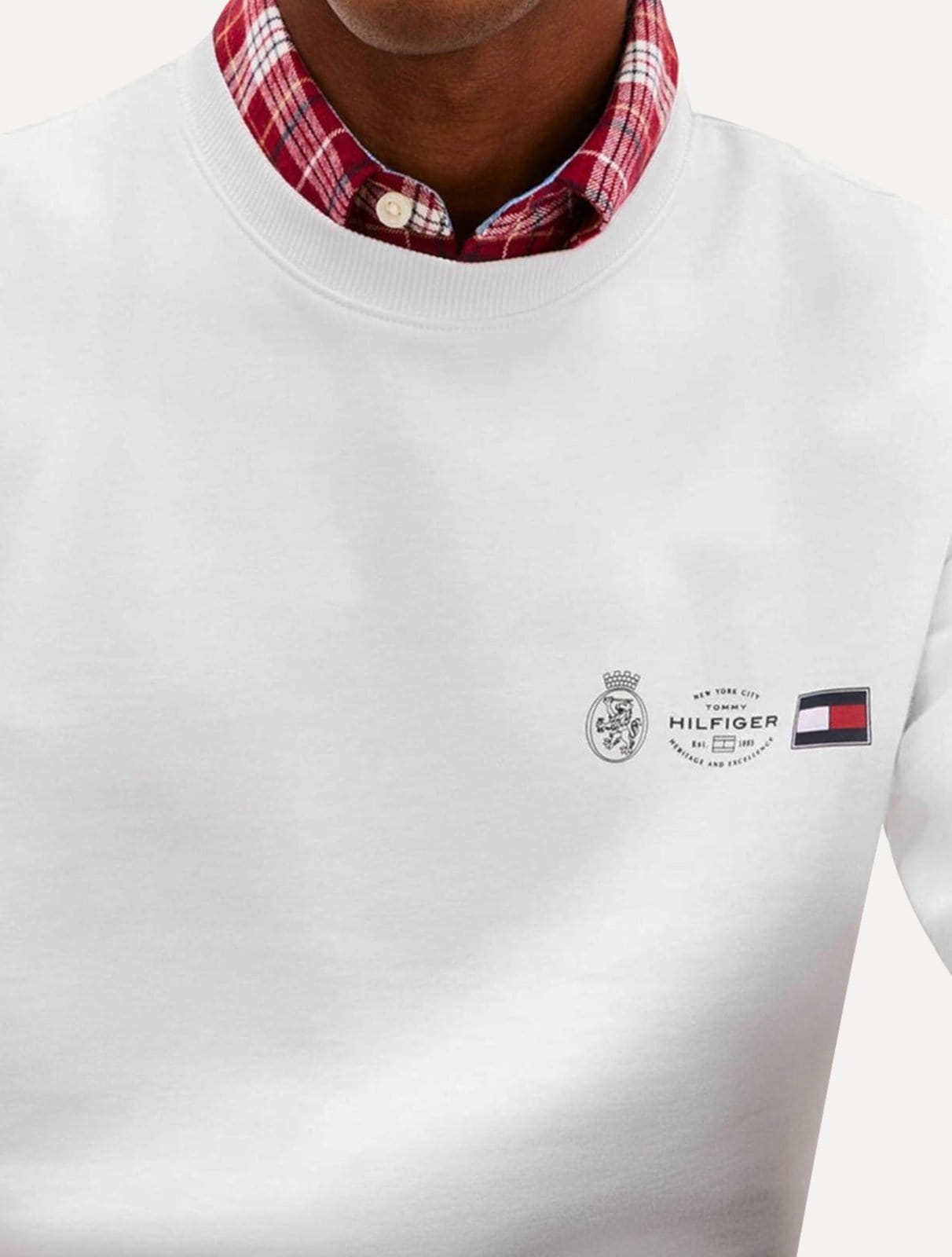 Vista 2 Moletom Tommy Hilfiger Masculino Treble Logos Branca Tommy Hilfiger branco