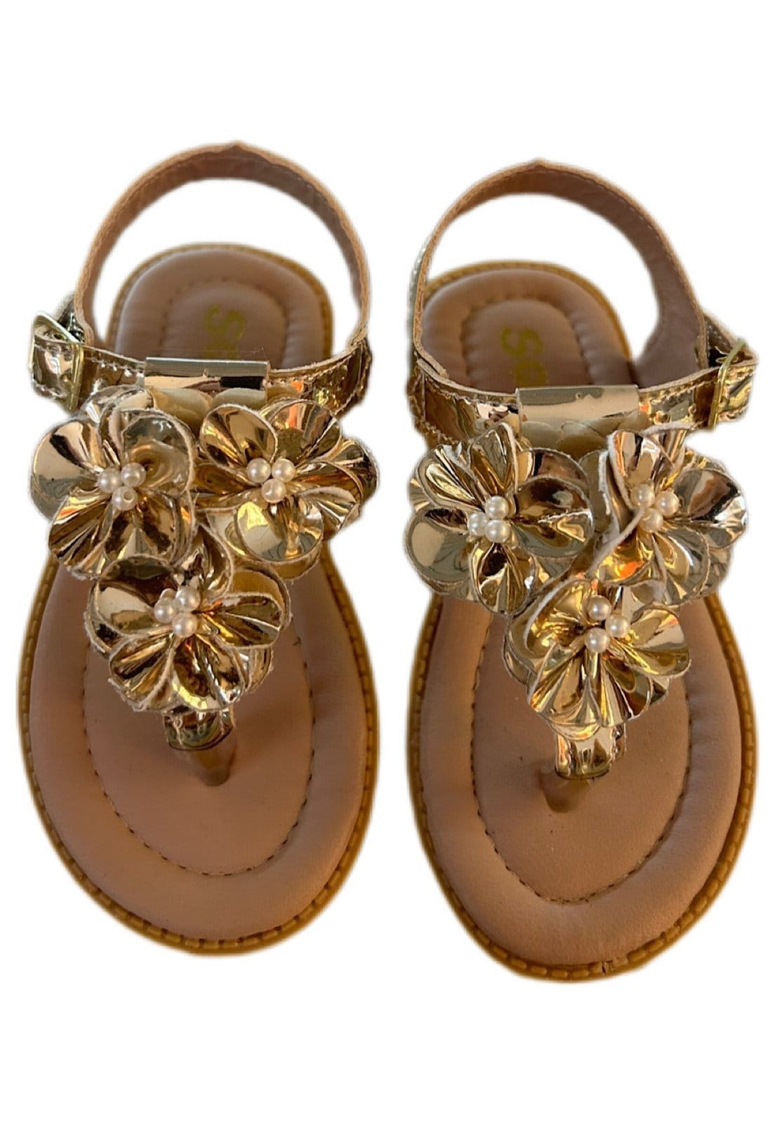 Vista 2 Infantil - Sandália menina infanil Solzim de dedinho tres Flores dourada SOLZIM CALÇADOS dourado