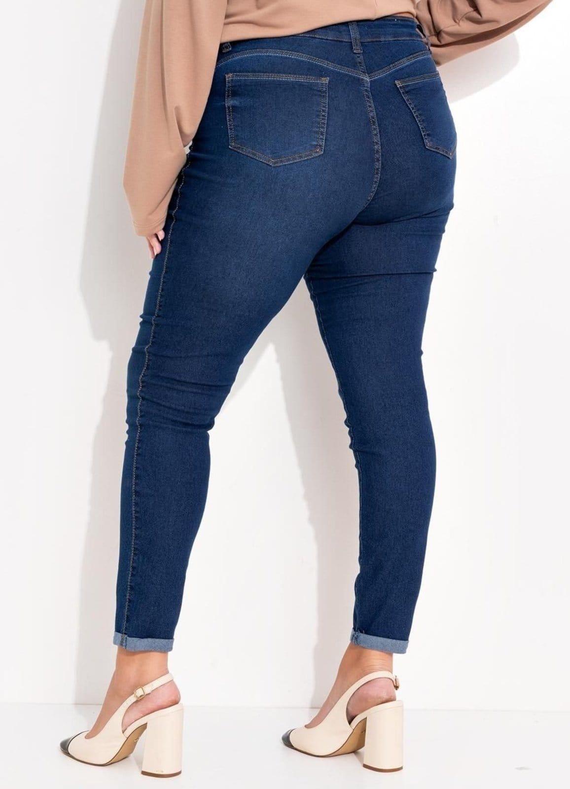 Vista 2 Calça Em Jeans Com Elstano Escuro Marguerite azul