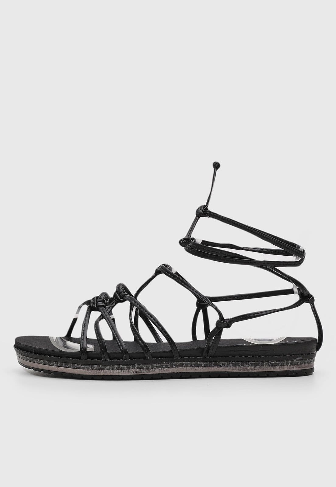 Rasteira Beira Rio Tiras Preta