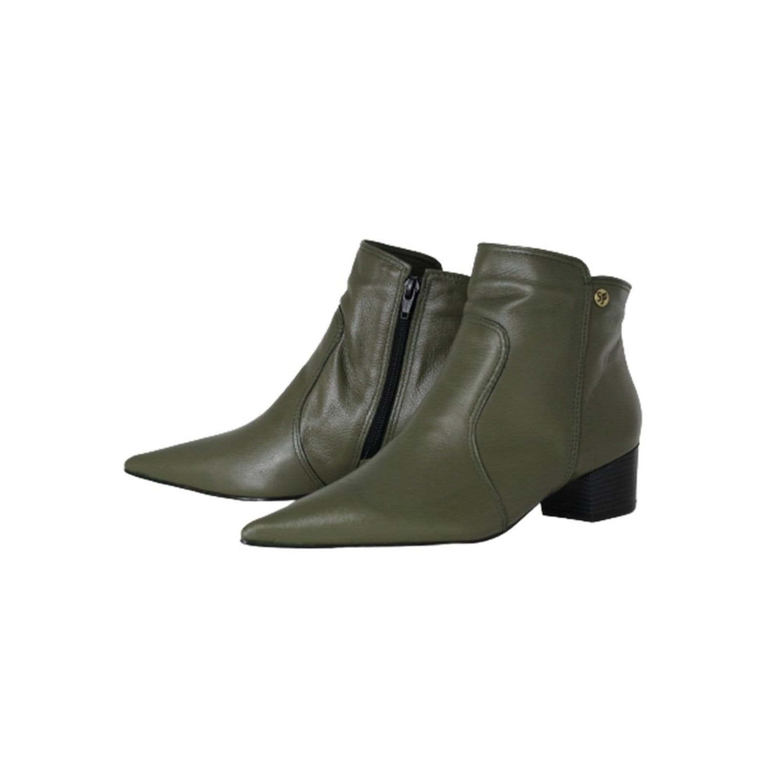 Bota Feminina Bico Fino Cano Curto Couro Salto 4cm