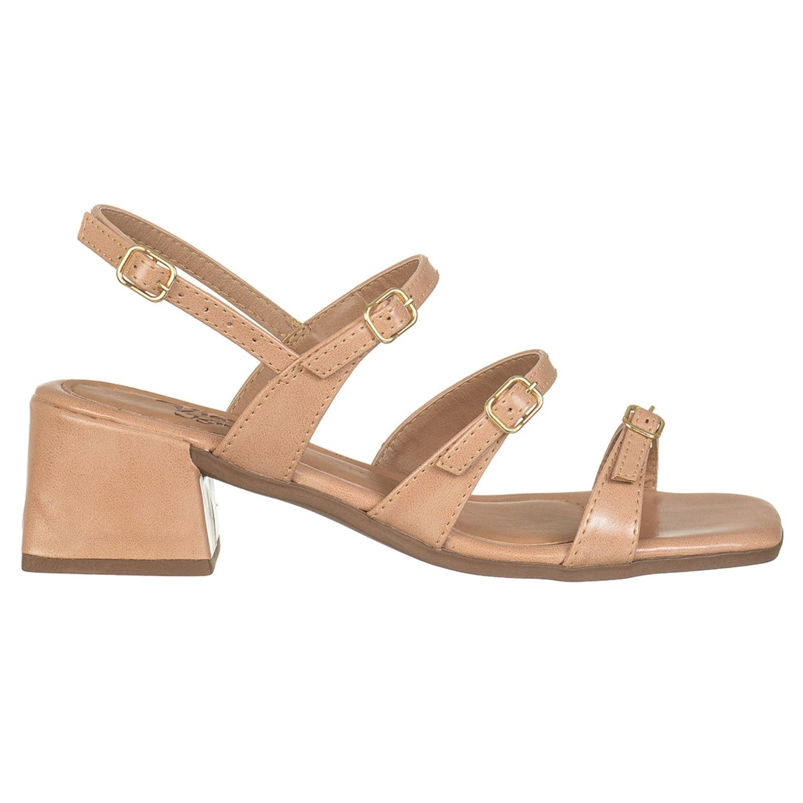 Vista 2 Sandália Feminina Salto Médio Via Birigui C/ Tiras e Fivelas Rose VB Calçados preto rose