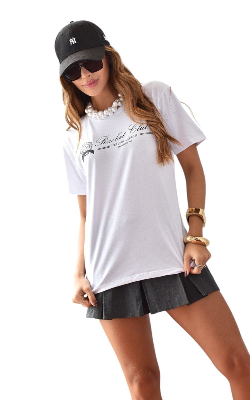 Camiseta Feminina Cianitas Branca Estampa Racket Club