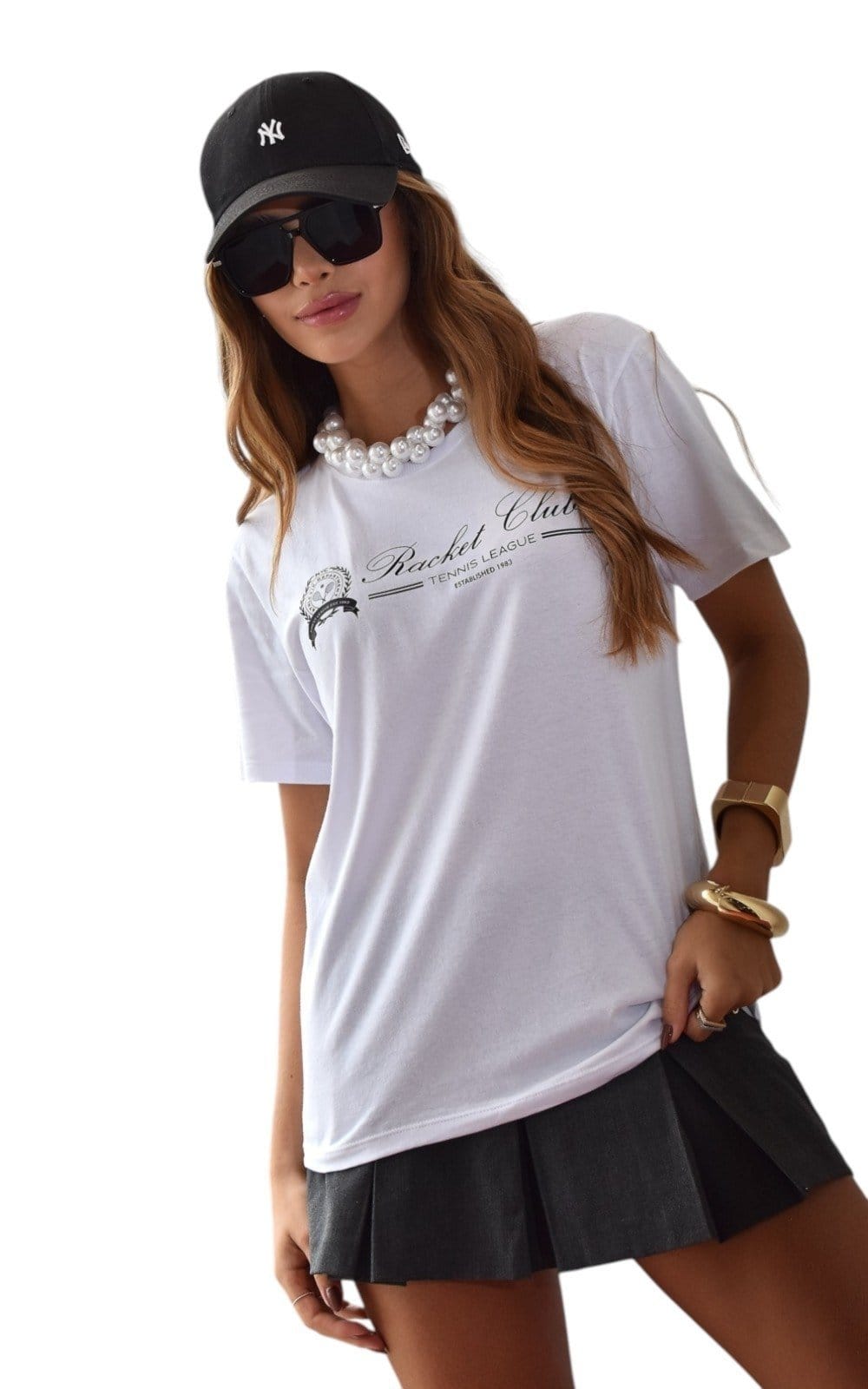 Vista 2 Camiseta Feminina Cianitas Branca Estampa Racket Club Cianitas branco