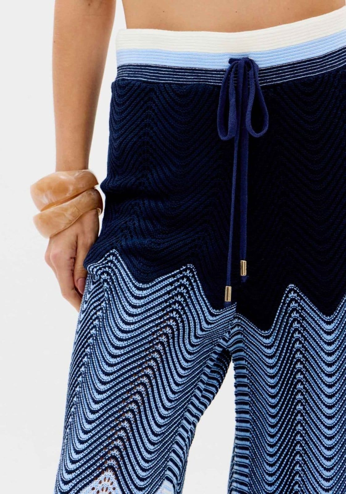 Vista 2 Calça Reta De Cintura Alta Tricô Lança Perfume cinza