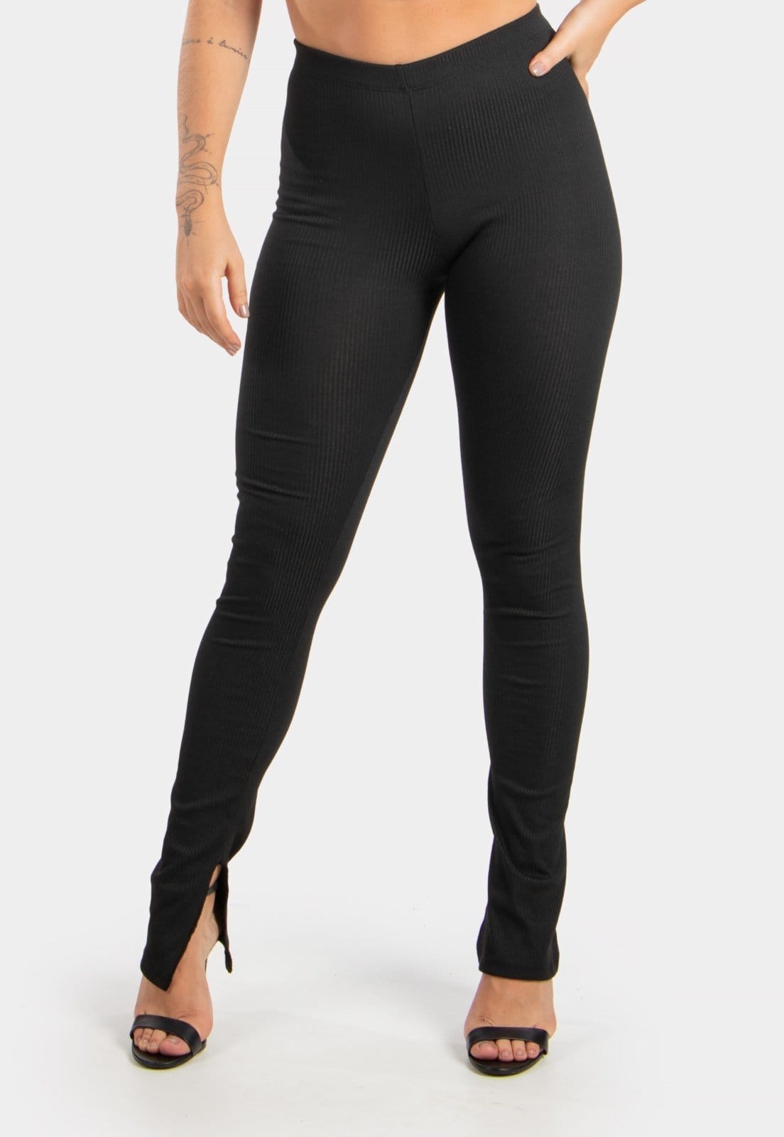 Calça Legging Diluxo Cintura Alta Ribana Preta