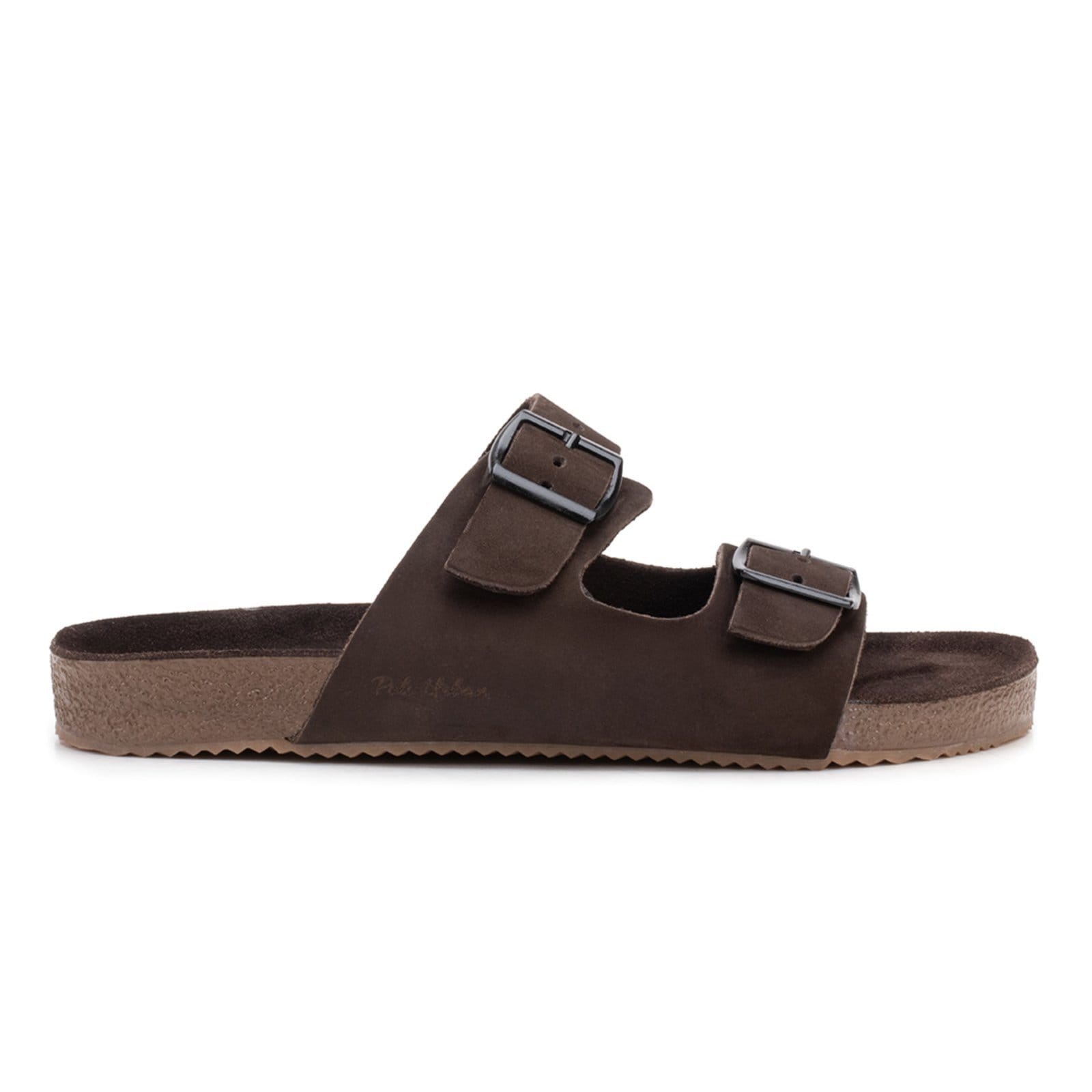 Vista 2 Chinelo Slide Masculino Fivela Ajustável em Couro Nobre POLO URBAN marrom