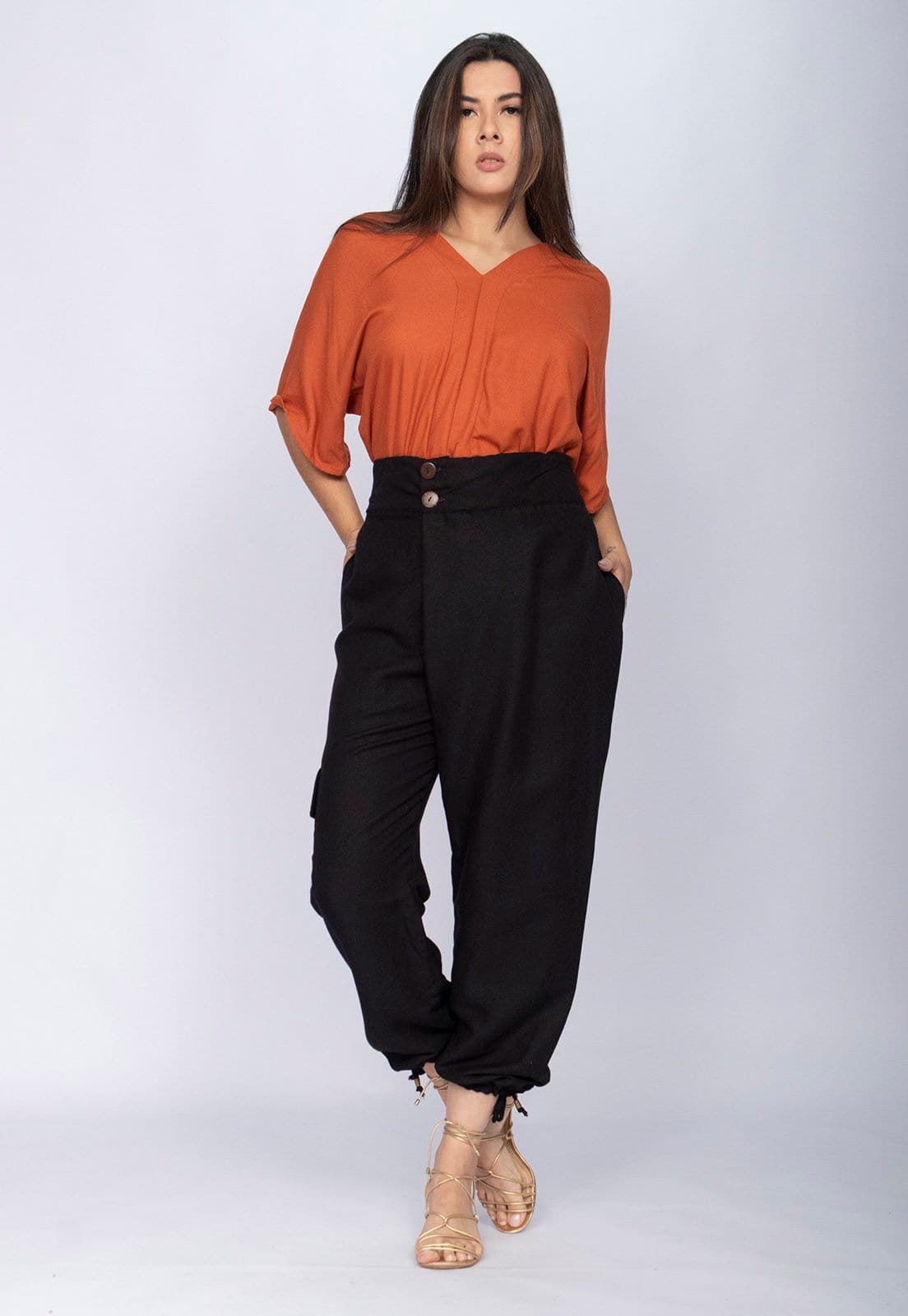 Vista 2 Calça Amazonia Vital Cargo Lisle Viscose Preta Amazonia Vital preto