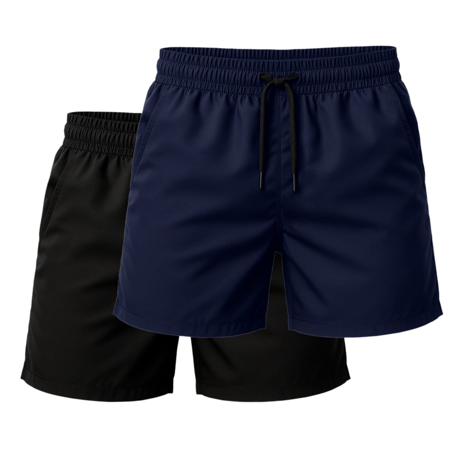 Vista principal Kit 2 Short Tactel Leve Relaxado Moda Praia Liso Bermuda Masculina Relaxado azul marinho