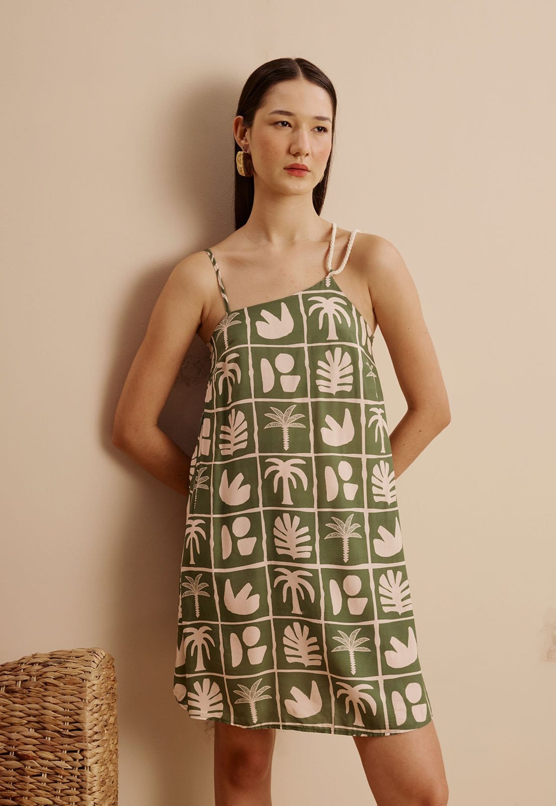 Vestido Curto Alça Corda Estampado Ybyra