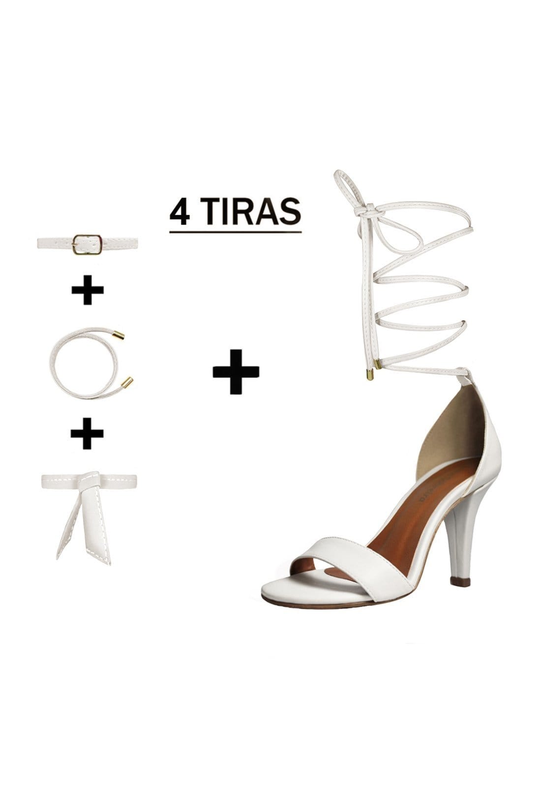 Sandália Troca Tira Salto Alto Fino Luiza Sobreira Off White Mod. 1053-2