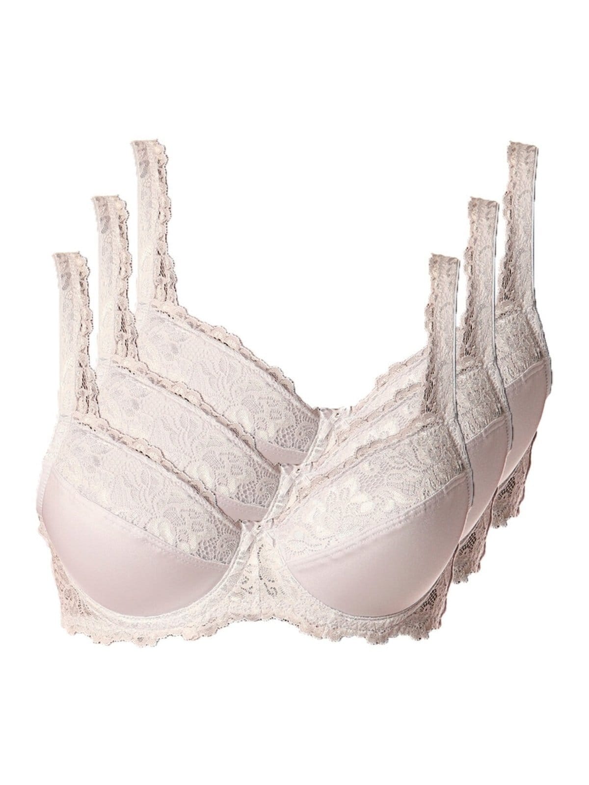 Vista principal Kit com 3 Sutiãs com Aro e Bojo Iridien Demillus 65204 Taça B Demillus branco